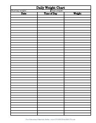 Daily Weight Spreadsheet Template Download Printable PDF | Templateroller