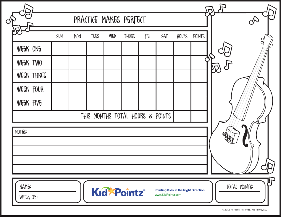 Violin Practice Chart Template - Kidpointz Thumbnail Image