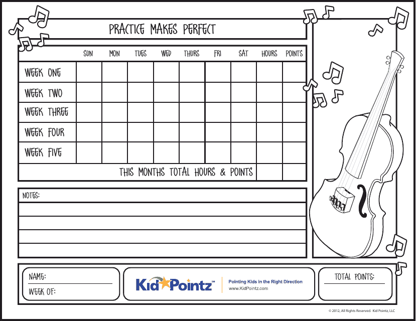 Violin Practice Chart Template - Kidpointz