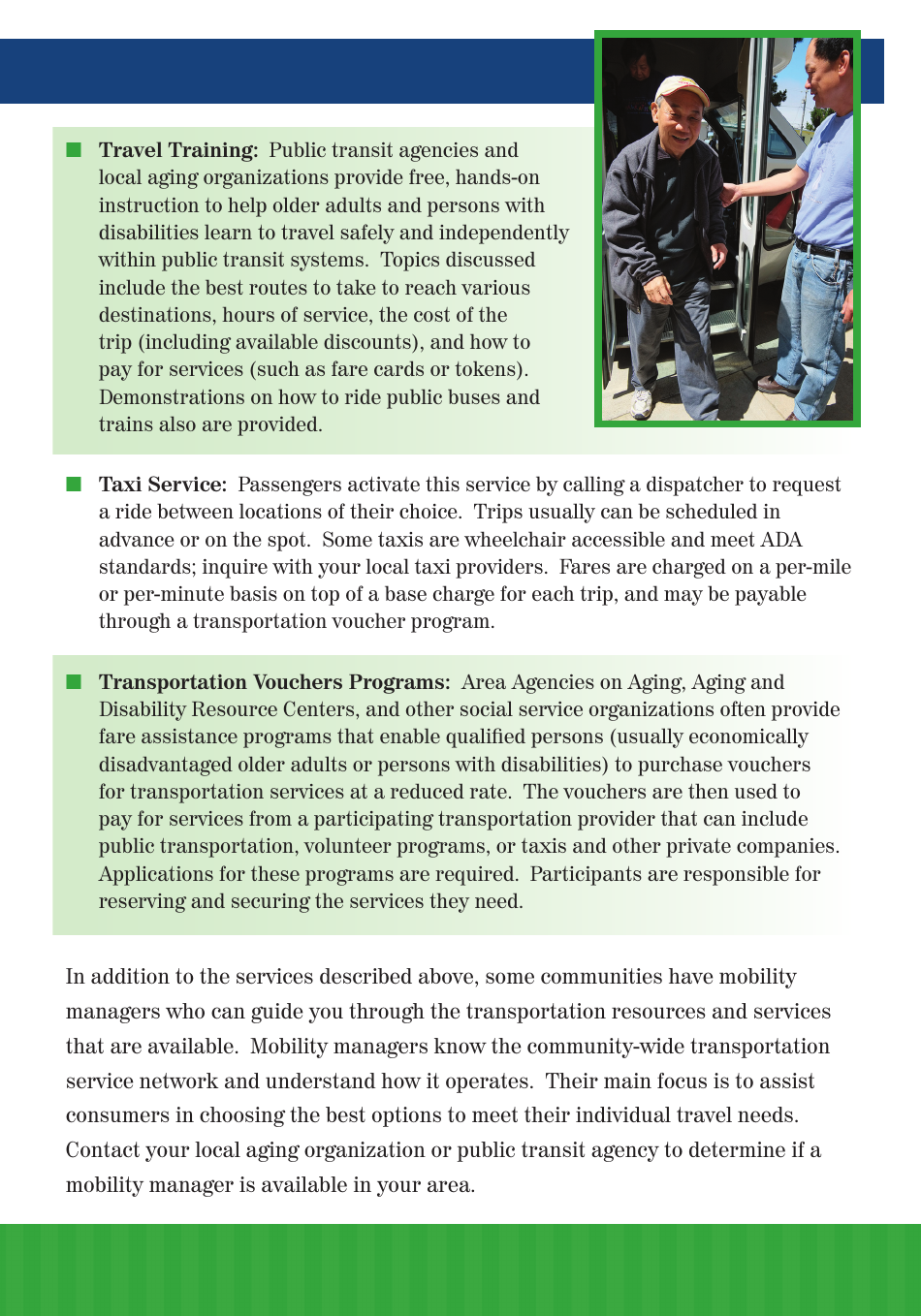 Choices for Mobility Independence: Transportation Resources for Older Adults, Page 4