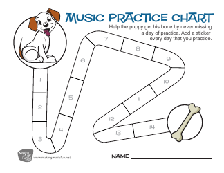 Document preview: Music Practice Chart Template - Puppy