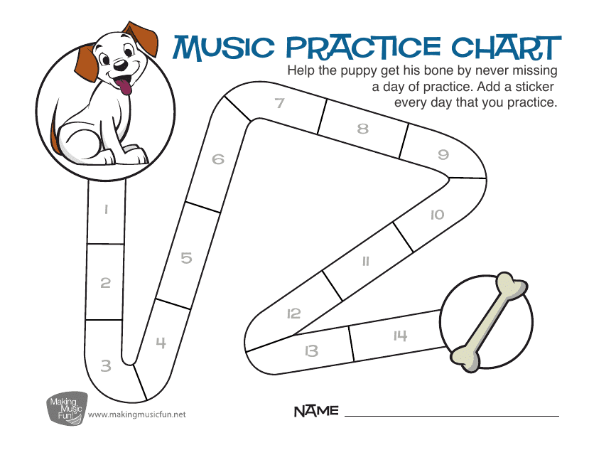 Music Practice Chart Template - Puppy Download Pdf