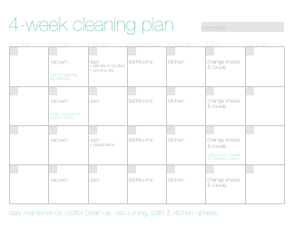 4-week Cleaning Plan Template
