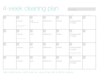 4-week Cleaning Plan Template, Page 2