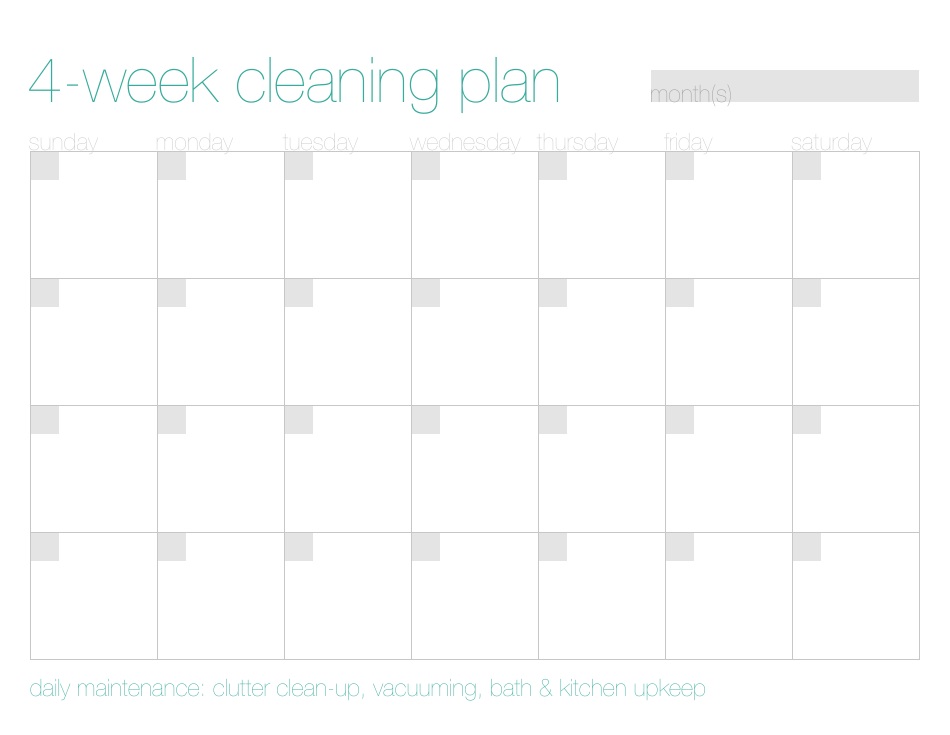 4-week Cleaning Plan Template, Page 3