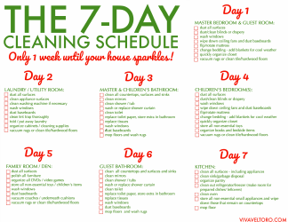 Document preview: The 7-day House Cleaning Schedule Template