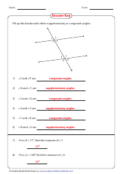 Supplementary &amp; Congruent Angles Worksheet With Answer Key, Page 2