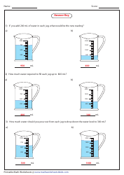 Measuring Jug Addition and Subtraction Worksheet With Answer Key, Page 2