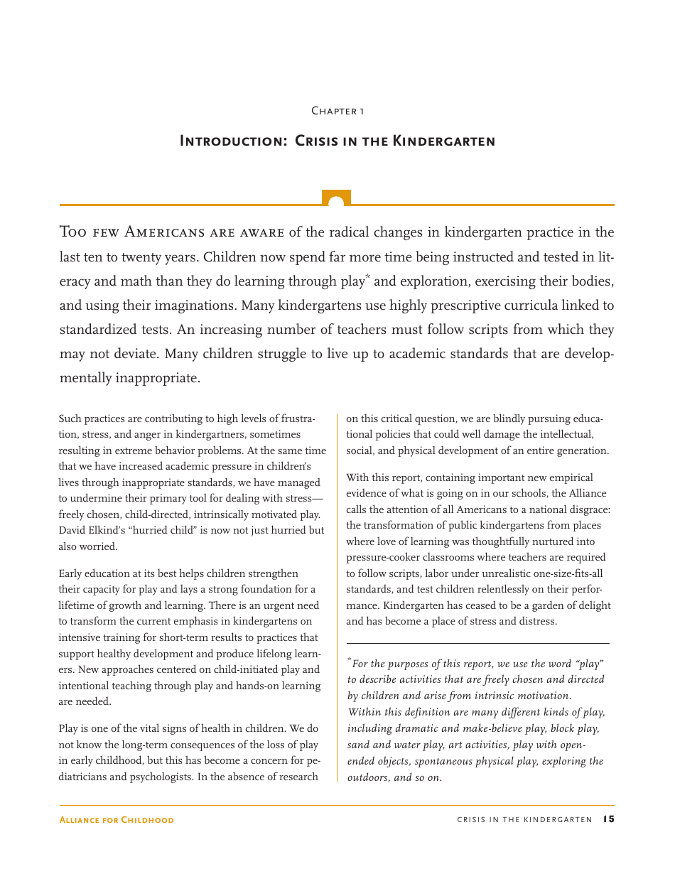 Crisis in the Kindergarten: Why Children Need to Play in School - Edward Miller, Joan Almon, Page 15