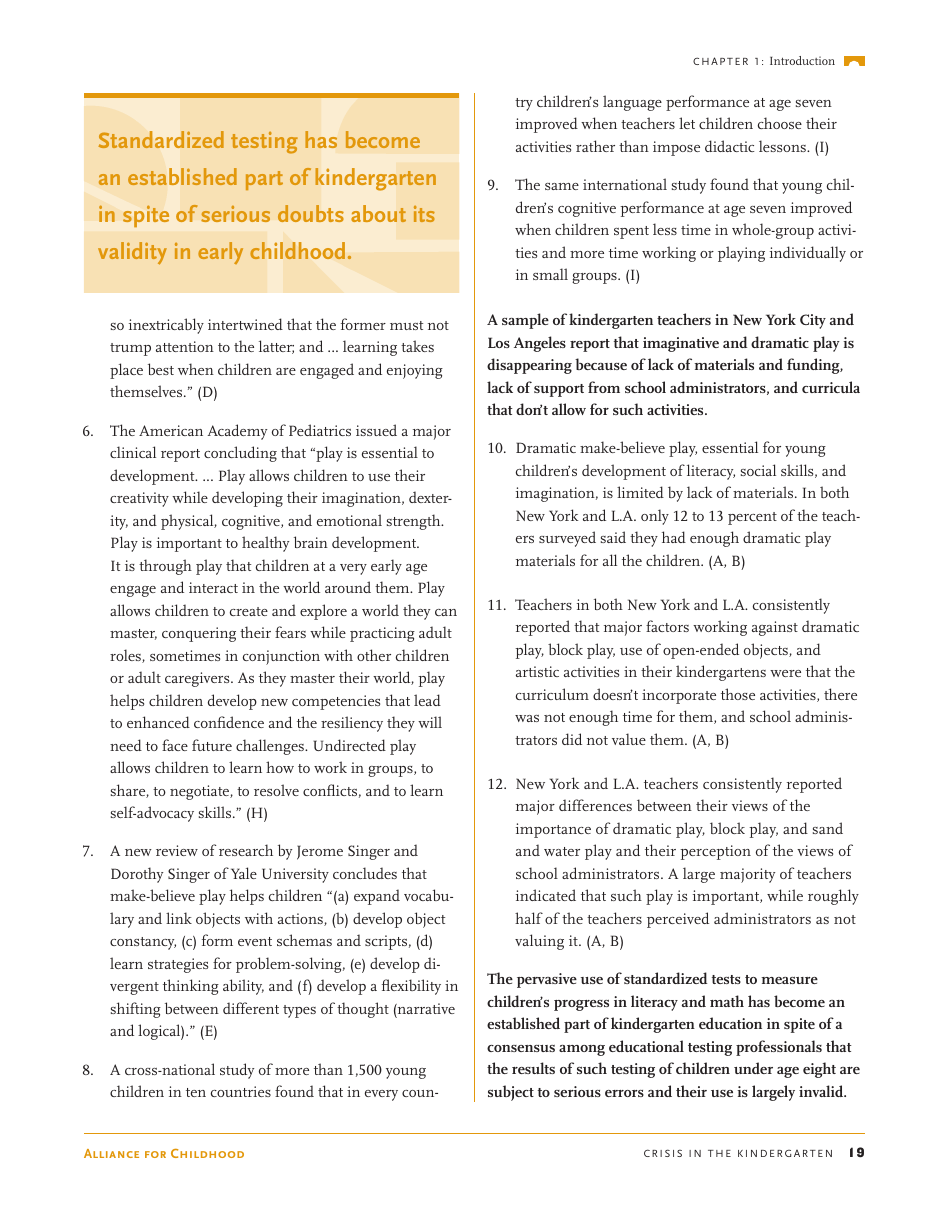Crisis in the Kindergarten: Why Children Need to Play in School - Edward Miller, Joan Almon, Page 19
