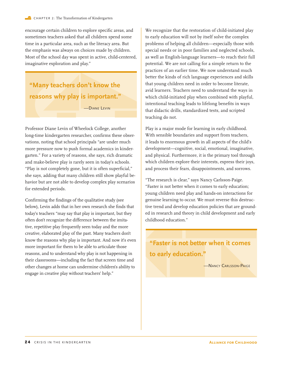 Crisis in the Kindergarten: Why Children Need to Play in School - Edward Miller, Joan Almon, Page 24