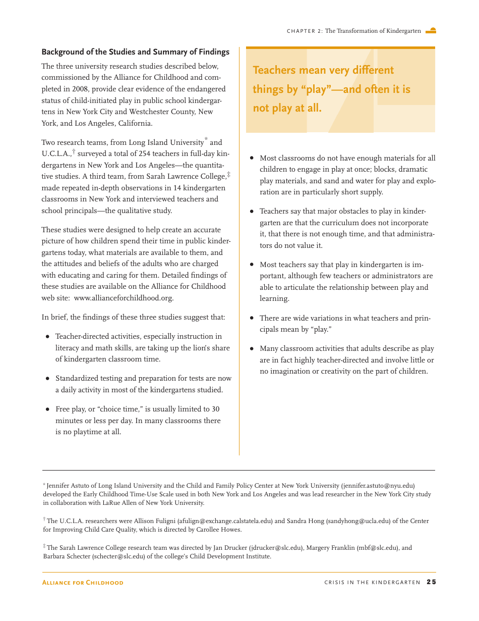 Crisis in the Kindergarten: Why Children Need to Play in School - Edward Miller, Joan Almon, Page 25