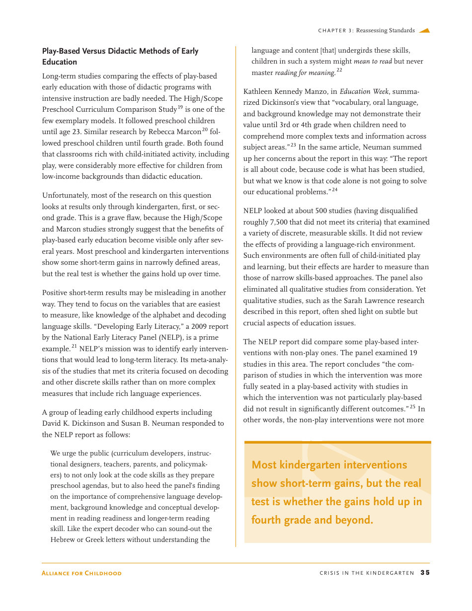 Crisis in the Kindergarten: Why Children Need to Play in School - Edward Miller, Joan Almon, Page 35