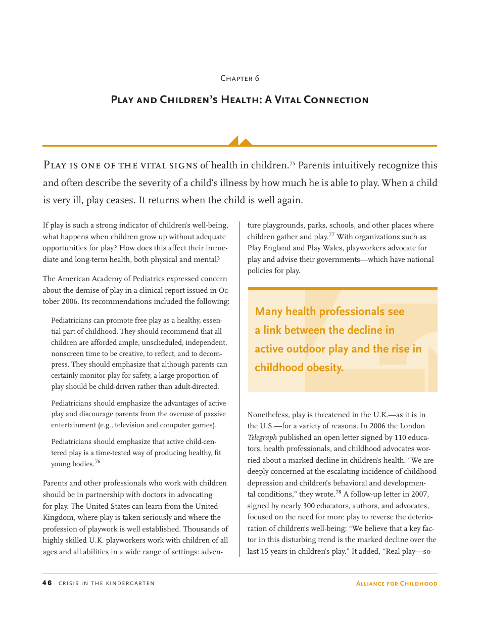 Crisis in the Kindergarten: Why Children Need to Play in School - Edward Miller, Joan Almon, Page 46