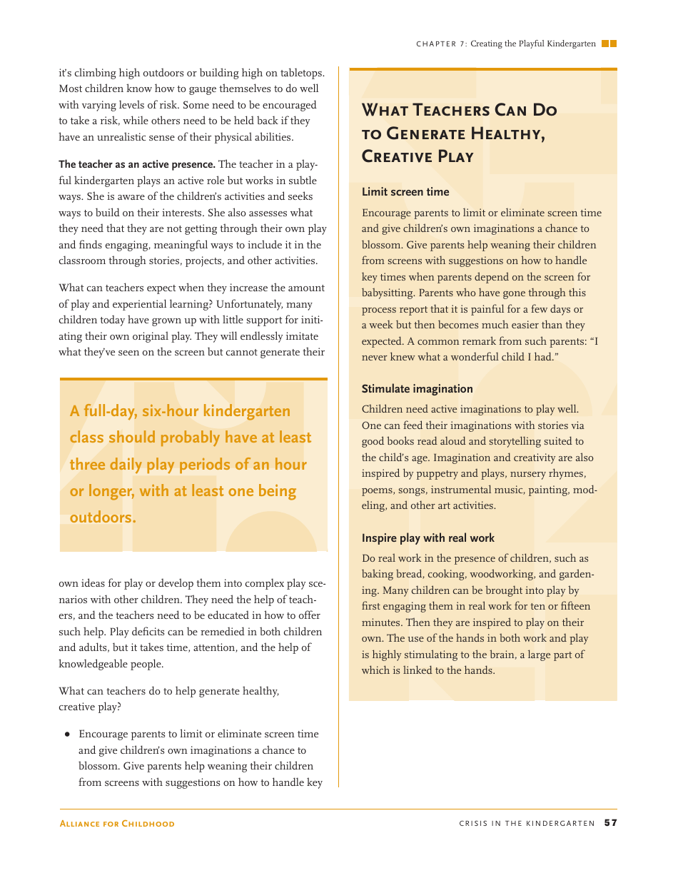 Crisis in the Kindergarten: Why Children Need to Play in School - Edward Miller, Joan Almon, Page 57
