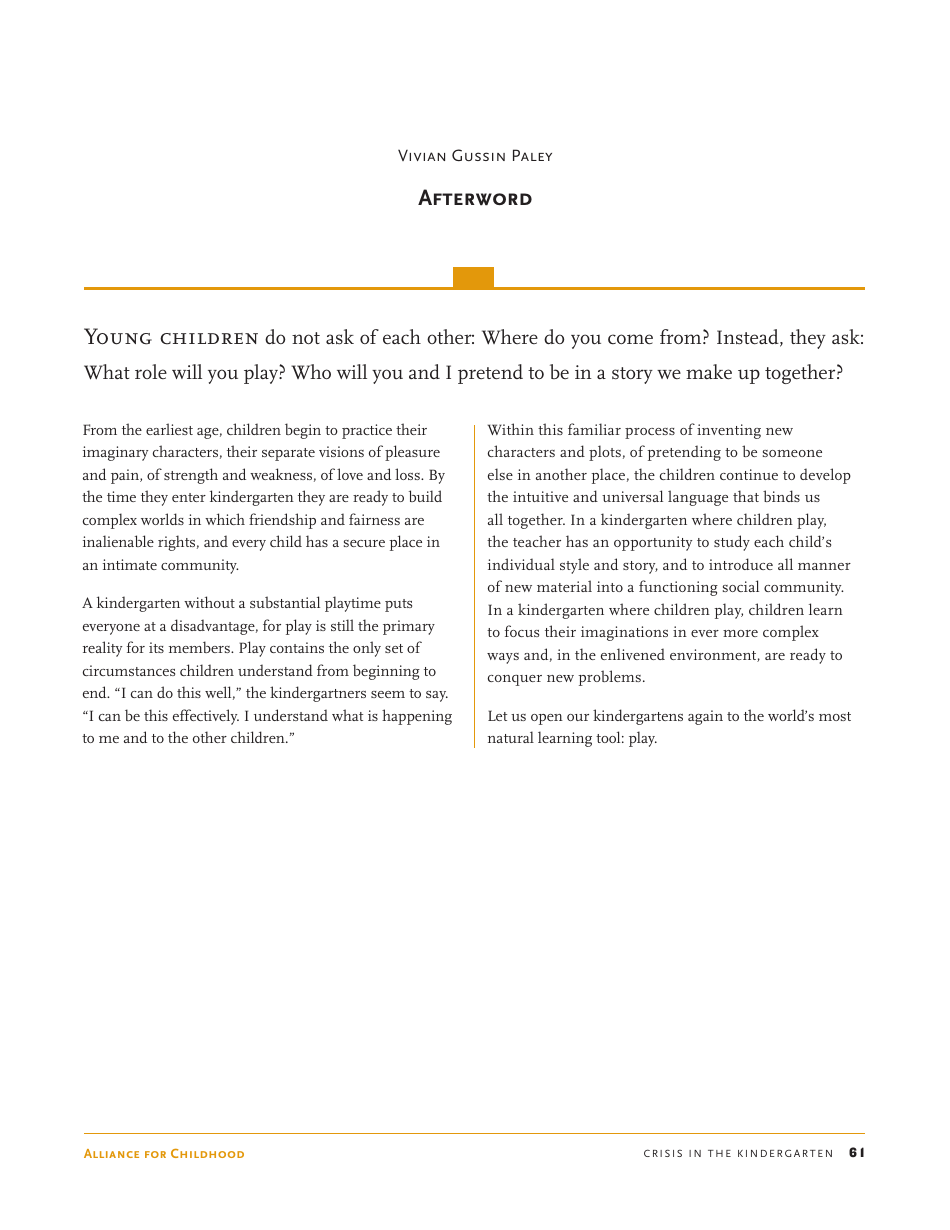 Crisis in the Kindergarten: Why Children Need to Play in School - Edward Miller, Joan Almon, Page 61