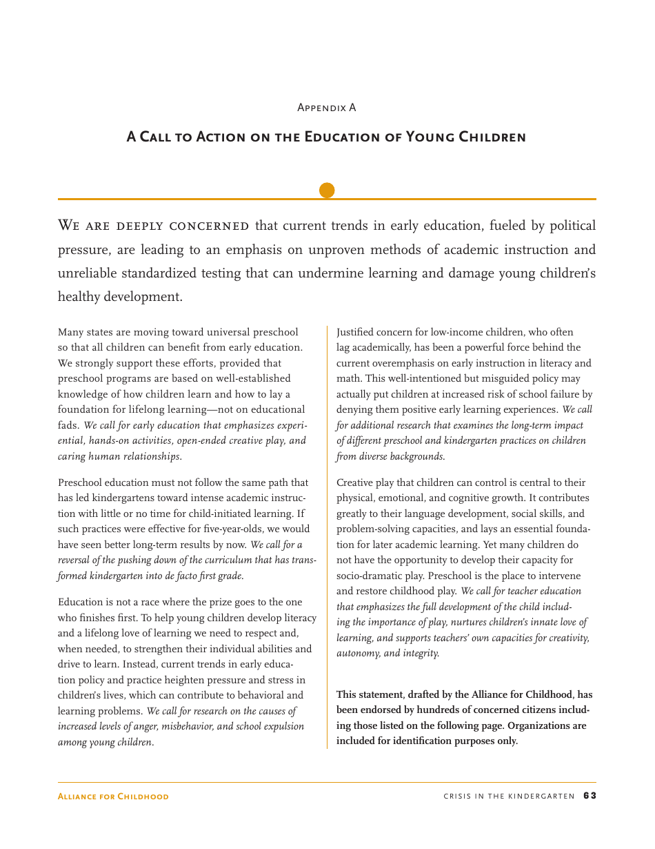 Crisis in the Kindergarten: Why Children Need to Play in School - Edward Miller, Joan Almon, Page 63
