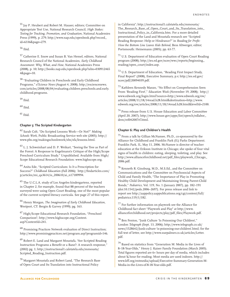 Crisis in the Kindergarten: Why Children Need to Play in School - Edward Miller, Joan Almon, Page 69
