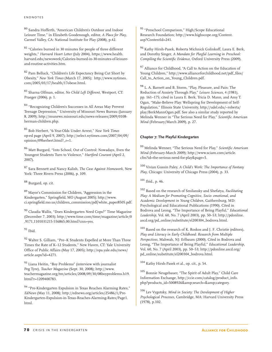 Crisis in the Kindergarten: Why Children Need to Play in School - Edward Miller, Joan Almon, Page 70