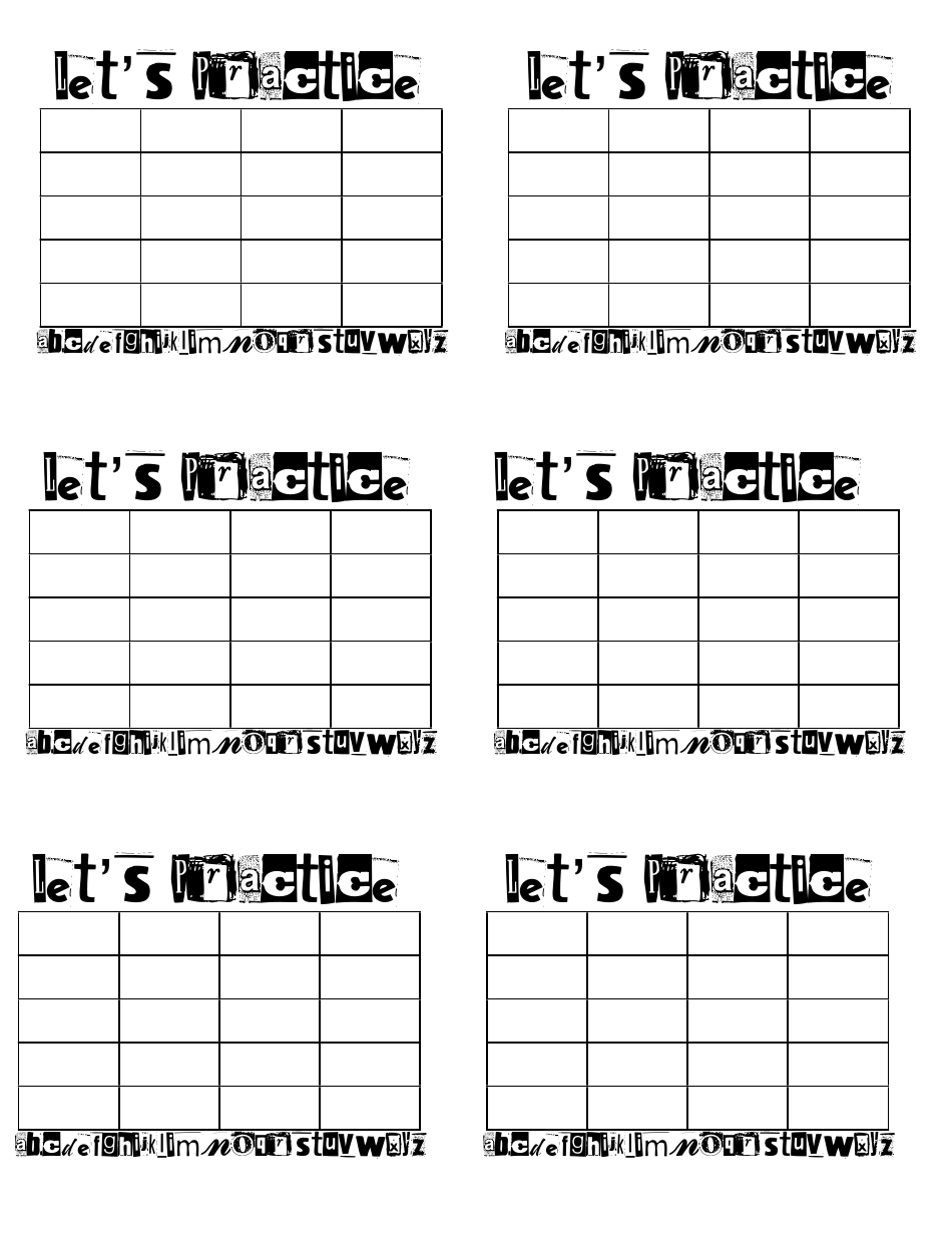 Check-Off Practice Chart Templates Download Printable PDF | Templateroller