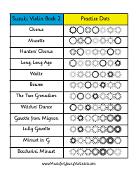Suzuki Violin Music Practice Chart - Book 2 Download Printable PDF ...