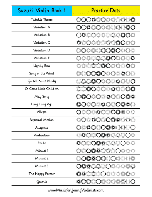 Suzuki Violin Dots Practice Chart - Book 1
