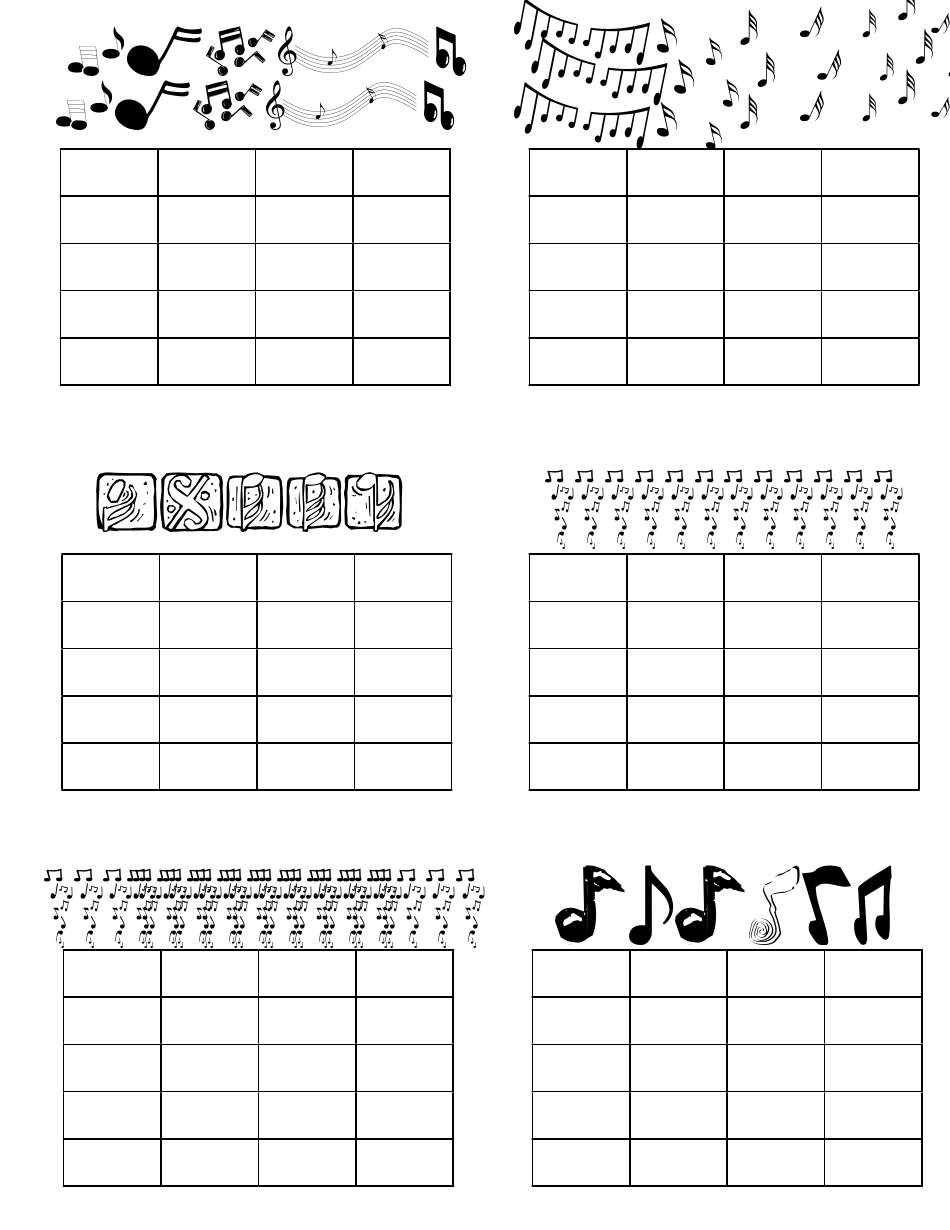 Musical Practice Chart Template Image Preview