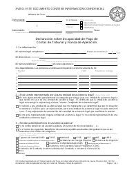 Declaracion Sobre Incapacidad De Pago De Costas De Tribunal Y Fianza De Apelacion - Texas (Spanish)