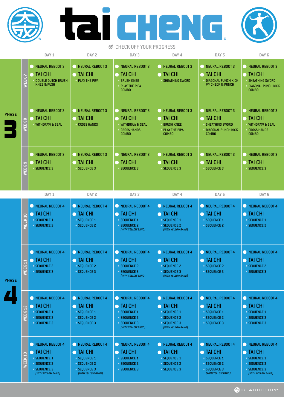 Tai-Cheng Workout Progress Check off List Template - Beachbody, Page 2