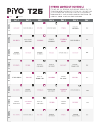 Document preview: Piyo T-25 Hybrid Workout Schedule Template