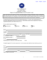 DWC Form SMBFR1115 Report of Suspected Medical Care Provider Fraud - California