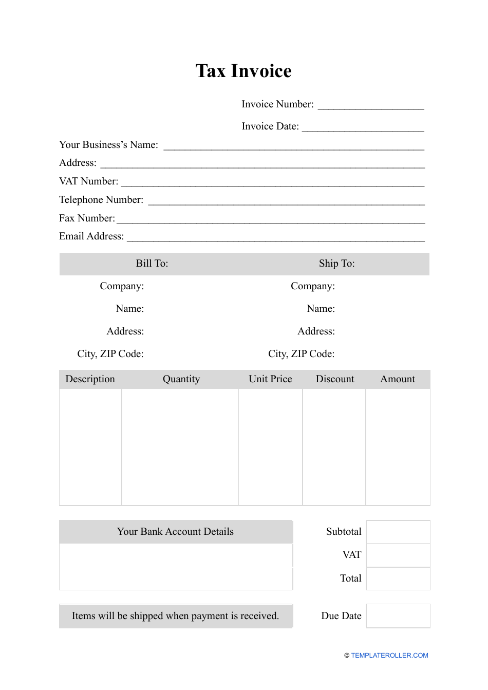 Tax Invoice Template, Page 1