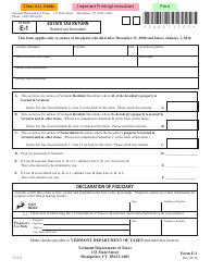 VT Form E-1 Estate Tax Return - Vermont, Page 2