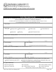 TDLR Form COS013 Cosmetology Mobile Salon License Application - Texas, Page 2