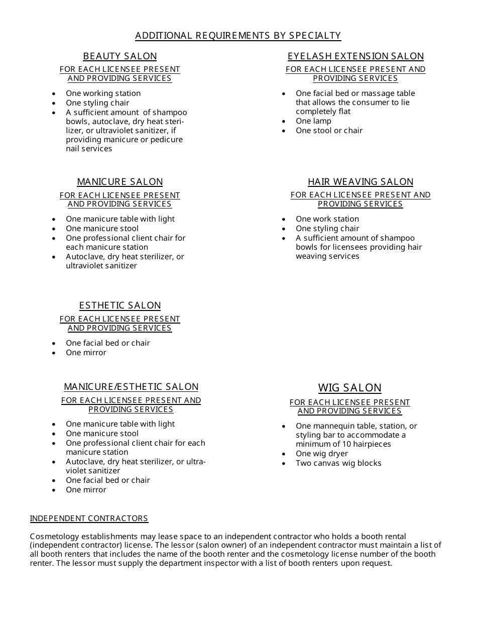 TDLR Form COS013 Cosmetology Mobile Salon License Application - Texas, Page 5