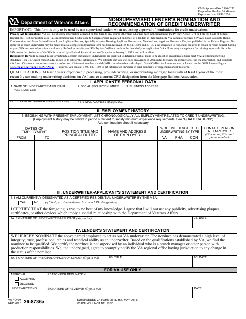 VA Form 26-8736a  Printable Pdf