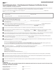 Document preview: Form 85-199 Texas Enterprise Zone - Post-employment Employee Certification Survey - Texas