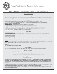 Form AP-168 Texas Application for Customs Broker License - Texas
