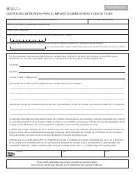 Document preview: Formulario 01-339 Certificado De Reventa Para El Impuesto Sobre Las Ventas Y Uso De Texas / Certificado De Exencion Para El Impuesto Sobre Las Ventas Y Uso De Texas - Texas (Spanish)