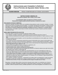 Document preview: Instrucciones para Formulario APP-201 Solicitud Para El Permiso De Impuesto Sobre Ventas Y Uso - Texas (Spanish)