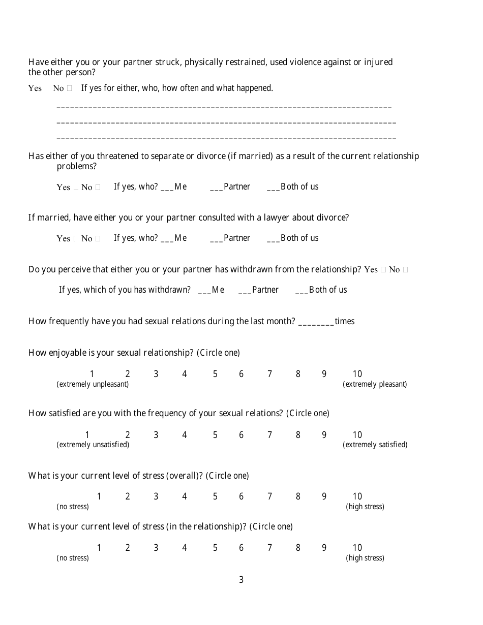 Couples Counseling Initial Intake Form Questions Fill Out Sign Online And Download Pdf 5075