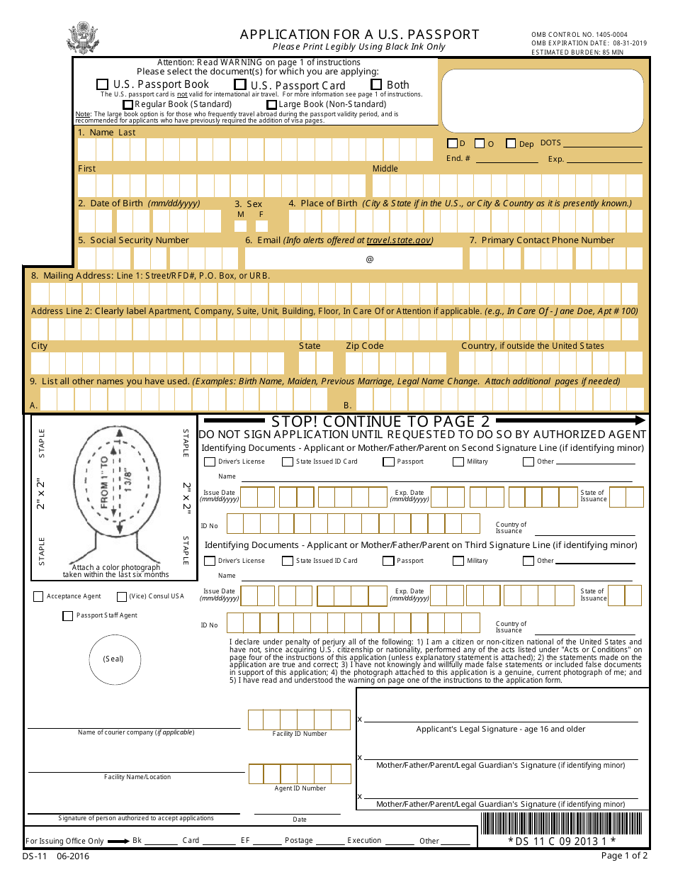 Form DS-11 Application for a U.S. Passport, Page 5