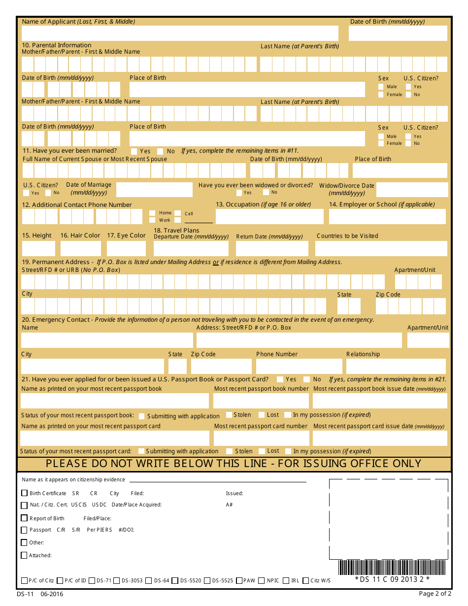 Form DS-11 Application for a U.S. Passport, Page 6