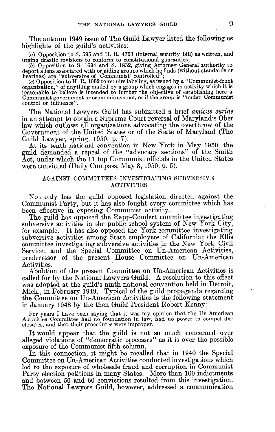 Report on the National Lawyers Guild - Legal Bulwark of the Communist Party, Page 11