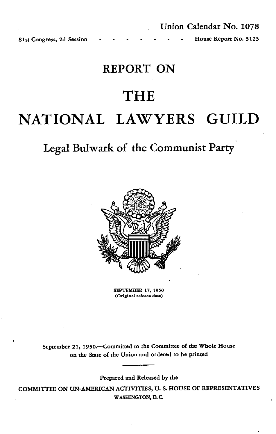 Report on the National Lawyers Guild - Legal Bulwark of the Communist Party, Page 1