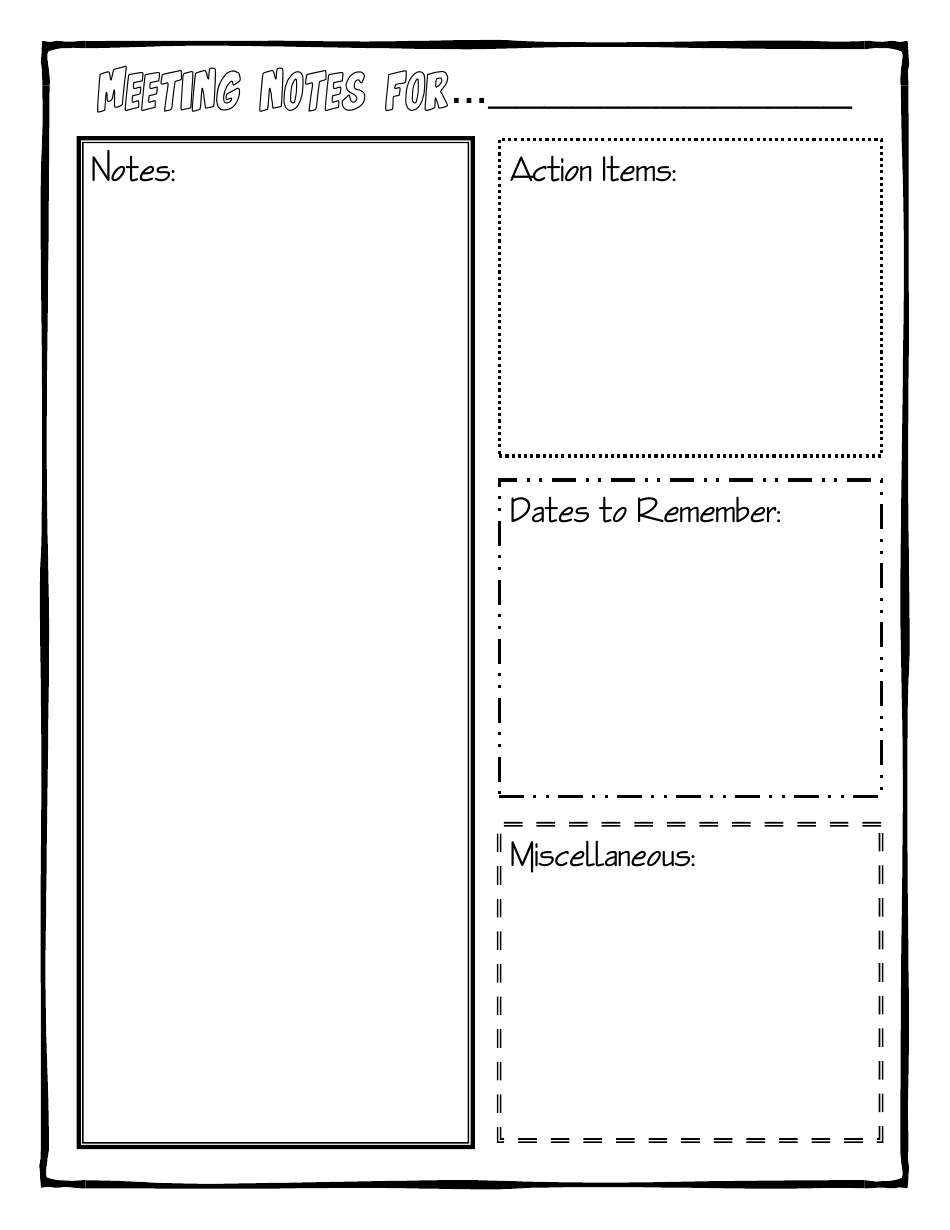 Black and White Meeting Notes Template