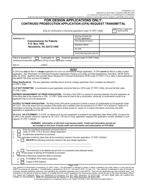 Form PTO/SB/29  Printable Pdf