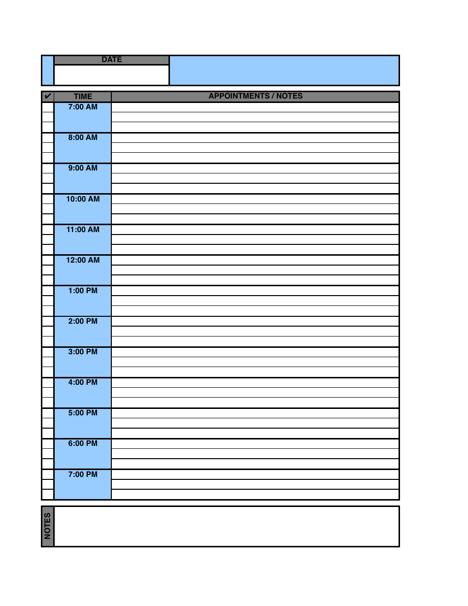 Daily Schedule Template - Varicolored