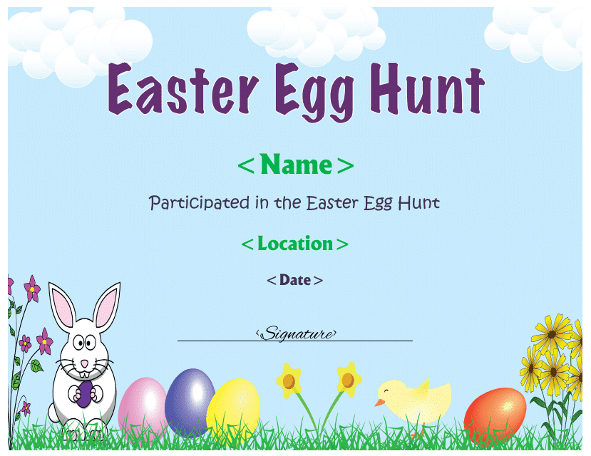 Easter Egg Hunt Certificate Template