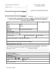 Form SCCA453 &quot;Case Party Information Sheet&quot; - South Carolina